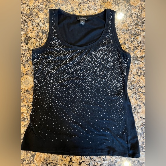 WHBM - Black Sleeveless Embellished Tank with Sparkle Details. Size Medium - Picture 7 of 8